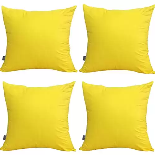 4-Pack 100% Cotton Comfortable Solid Decorative Throw Pillow Case,Thmyo Square Cushion Cover Pillowcase Sublimation Blank Pillow Covers DIY Throw Pillowcase for Couch Sofa(18x18 inch/ 45x45cm,Yellow)