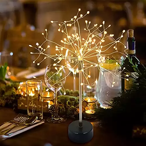 Chims Firework Lights,120 LED Starburst Sphere Copper Wire Fairy Lights, Battery Operated 8 Modes Spirit Tree with Remote Control, for Banquet Party Dinner Table Centerpiece New Year Decoration