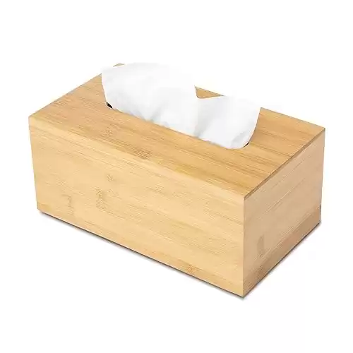 Design Tissue Box Holder, Modern, Minimalist, and Durable Wooden Tissue Box with Sliding Bottom, Easy-Refill Premium-Quality Bamboo Tissue Box Cover, Fits 184-Count Box, Rectangular