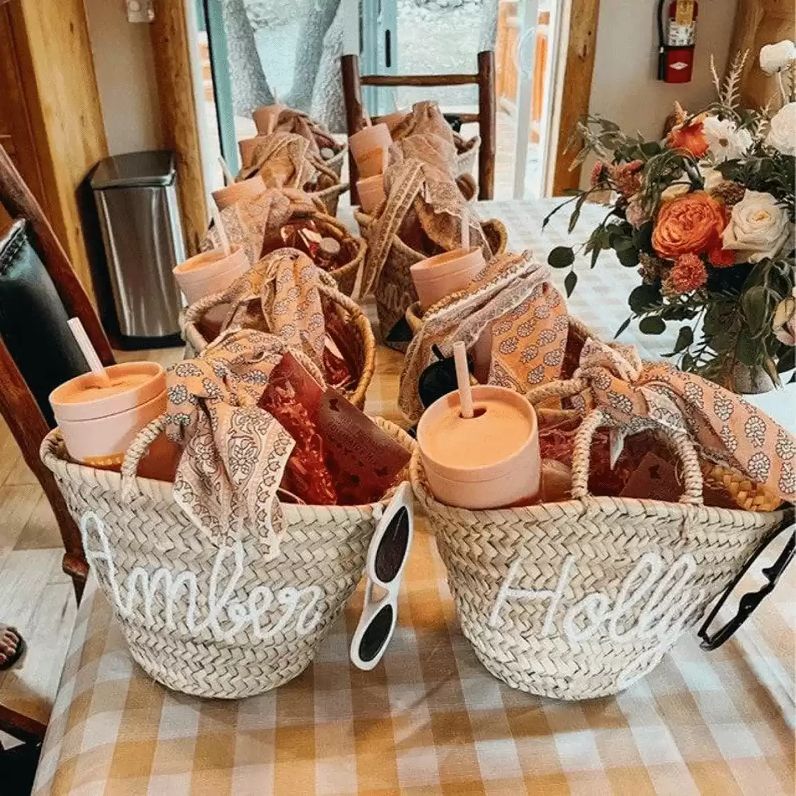 Custom Easter Basket & Flower Girl Basket Personalized Embroidered Moroccan Straw Bags for Weddings - Etsy