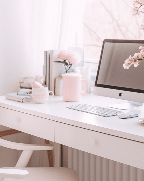 pink desk aesthetic